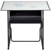 Safco® AlphaBetter Adjustable-Height Desk, Book Box, Swinging Footrest Bar, 36 x 24", Dry Erase