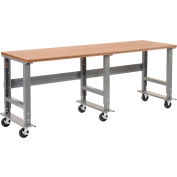 Global Industrial™ 96x30 Mobile Adj. Height C-Channel Leg Workbench - Shop Top Square Edge