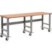 Global Industrial™ Extra Long Mobile Workbench, 96 x 30 », Adj. Hauteur, Shop Top Square Edge