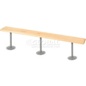 Banc de vestiaire industriel™ mondial, bois franc avec pieds de piédestal en tube d’acier, 96 x 9-1/2 x 17