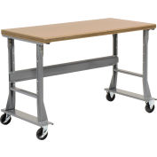 Global Industrial™ 72 x 30 Mobile Fixed Height Flared Leg Workbench - Shop Top Square Edge Gray