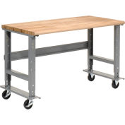 Global Industrial 72x30 Mobile Adjustable Height C-Channel Leg Workbench - Maple Safety Edge