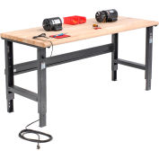 Global Industrial 72x36 Adjustable Height Workbench C-Channel Leg - Maple Safety Edge - Black