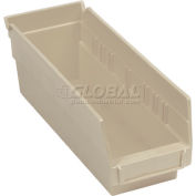 Global Industrial Plastic Nesting Storage Shelf Bin 4-1/8"W x 11-5/8"D x 4"H Beige - Pkg Qty 24