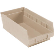 Bac de rangement gigogne en plastique industriel™ Global 6-5/8 « W x 11-5/8 » L x 4"H Beige, qté par paquet : 12