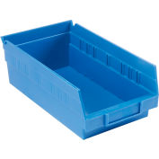 Bac de rangement gigogne en plastique industriel™ Global 6-5/8 « W x 11-5/8 » L x 4"H Bleu - Qté par paquet : 12