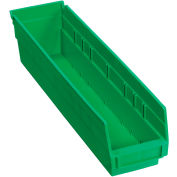 Bac de rangement gigogne en plastique industriel™ Global 4-1/8 « W x 17-7/8 » L x 4"H Vert - Qté par paquet : 12