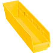 Global Industrial Plastic Nesting Storage Shelf Bin 4-1/8"W x 17-7/8"D x 4"H Yellow - Pkg Qty 12
