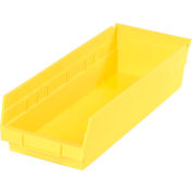 Bac de rangement gigogne en plastique industriel™ Global 6-5/8 « W x 17-7/8 » L x 4 » H Jaune, qté par paquet : 12