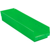 Bac de rangement gigogne en plastique industriel™ Global 6-5/8 « W x 23-5/8 » L x 4"H Vert, qté par paquet : 6