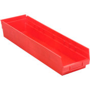 Global Industrial™ Plastic Nesting Storage Shelf Bin 6-5/8"W x 23-5/8"D x 4"H Rouge, qté par paquet : 6