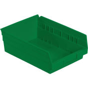 Bac de rangement gigogne en plastique industriel™ Global 8-3/8 « W x 11-5/8 » L x 4"H Vert, qté par paquet : 12