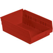 Bac de rangement gigogne en plastique industriel™ Global 8-3/8 « W x 11-5/8 » L x 4"H Rouge, qté par paquet : 12
