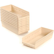 Global Industrial Plastic Nesting Storage Shelf Bin 6-5/8"W x 17-7/8"D x 4"H Beige - Pkg Qty 12