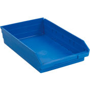 Bac de rangement gigogne en plastique industriel™ Global 11-1/8 « W x 17-7/8 » L x 4"H Bleu, qté par paquet : 12