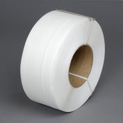 Cerclage de qualité machine industrielle™ mondiale, 1/2 « L x 9900'L x 24 » d’épaisseur, 8 » x 8 » Core, Blanc