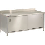 Aero Manufacturing 430 Table d’armoire en acier inoxydable, 72 x 30 », 2-3/4 » Dosseret, portes coulissantes