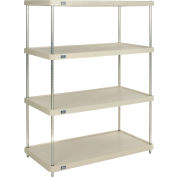 Nexel® Solid Plastic Shelving Unit - Clear Epoxy Posts - 48"W x 24"D x 63"H - 4 Shelf