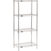 Nexel® Chrome, 4 Tier, Wire Shelving Starter Unit, 24"W x 14"D x 63"H