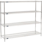 Étagère Nexel® 4, étagère en fil de chrome, démarreur, 72 » L x 18 » P x 63"H