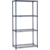 Nexel® 4 Shelf, Nexelon® Blue Wire Shelving Unit, Starter, 48"W x 24"D x 63"H