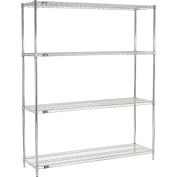 Étagère Nexel® 4, étagère en fil de chrome, démarreur, 72 » L x 18 » P x 74"H