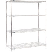 Étagère Nexel® 4, étagère en fil de chrome, démarreur, 60 » L x 24 » P x 74"H