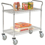 Nexel® Chrome Utility Cart w / 2 étagères et poly casters, 1200 lb. Capacité, 36"L x 24"L x 39"H