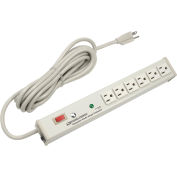 Wiremold Surge Protected Power Strip W/Lighted Switch, 6 Outlets, 15A, 3kA, 15' Cord
