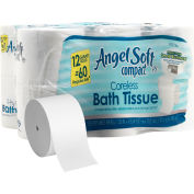 Angel Soft Professional Series® Compact® Papier toilette sans noyau gaufré de qualité supérieure, 12 rouleaux