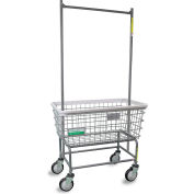R&B Wire Products® Antimicrobial Large Capacity Laundry Cart w/ Double Pole Rack