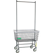 R&B Wire Products® Antimicrobial Mega Capacity "Big Dog" Laundry Cart w/ Double Pole Rack