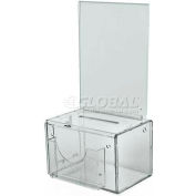Global Approved 206388 Small Suggestion Box W / Pocket, Lock & Keys, Clear, 5,5 « x 3,5 », 1 Pièces