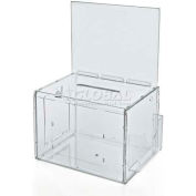 Global Approved 206389 Large Suggestion Box W/ Pocket, Lock & Keys, Clear, 7.75" x 6" ,1 Piece