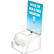 Global Approved 206777 Large Molded Suggestion Box W / Pocket Lock &Key, Blanc, 7,75 « x 6 », Acrylique