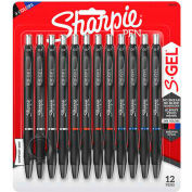 Sharpie® S Gel Retractable Gel Ink Pen, 0,7mm, Assorted Ink - 12 Pack, qté par paquet : 3
