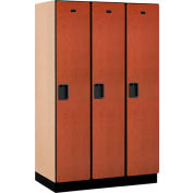 Salsbury Extra Wide Designer Wood Locker 21361 Single Tier 3 Wide 15x21x72 Cherry