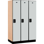 Salsbury Extra Wide Designer Wood Locker 21361 - Single Tier 3 Wide 15x21x72 Gray