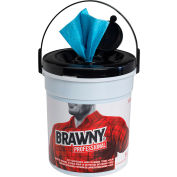 Brawny® Serviettes de nettoyage des mains humides jetables professionnelles par GP Pro, bleu, 6 seaux par étui