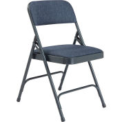 Chaise pliante en acier National Public Seating, siège en tissu de 1-1/4 po, soutien double, bleu, qté par paquet : 4