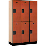 Salsbury Extra Wide Designer Wood Locker 22368 Double Tier 3 Wide 15x18x36 Cherry