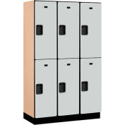 Salsbury Extra Wide Designer Wood Locker 22368 - Double Tier 3 Wide 15x18x36 Gray