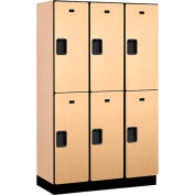 Salsbury Extra Wide Designer Wood Locker 22368 - Double Tier 3 Wide 15x18x36 Maple