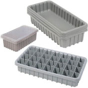 Dandux Dividable Nesting Plastic Box 50P1805050 - 17-3/4"L x 5-1/2"W x 5"H, Gray - Pkg Qty 8