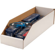 Boîte de bac en carton ondulé à toit ouvert industriel™ Global, 6 po L x 18 po P x 4-1/2 po H, blanc, qté par paquet : 50