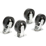 Global Industrial™ 6" x 2" Mold-On Rubber Caster Kit 2 Swivel, 2 Rigid