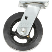 Global Industrial™ Heavy Duty Swivel Plate Caster 6" Mold-on Rubber Wheel 500 lb. Capacity