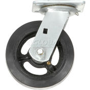 Global Industrial™ Heavy Duty Swivel Plate Caster 6" Mold-on Rubber Wheel 500 lb. Capacité