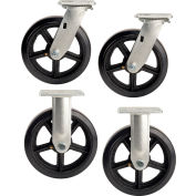 Global Industrial™ 8" x 2" Mold-On Rubber Caster Kit 2 Swivel, 2 Rigid