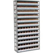 Global Industrial™ Steel Open Shelving avec 144 bacs à plateau ondulé 13 étagères - 36x12x73